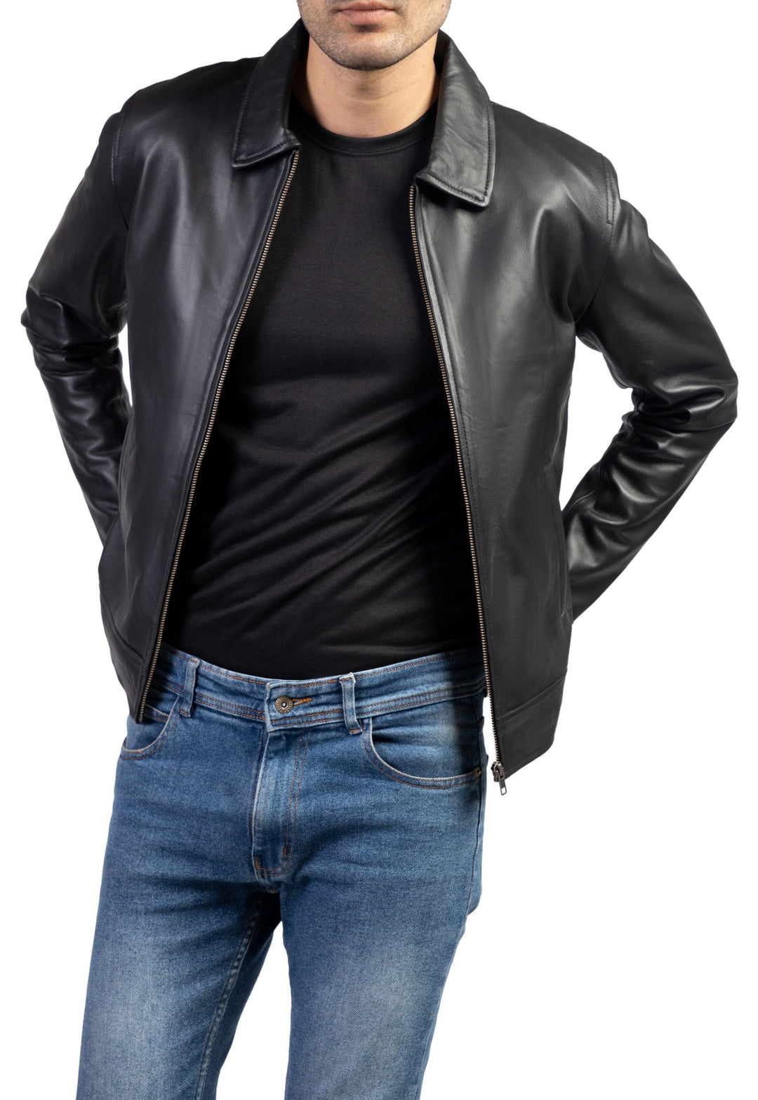 Men's Collar Shirt Premium Leather Jacket