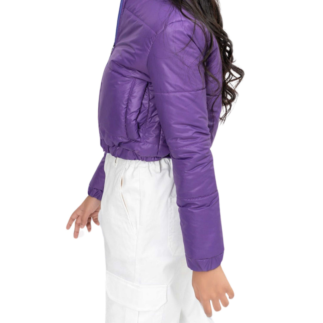 Cropped Puffer Jacket Purple