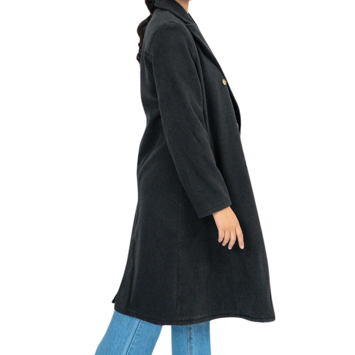 Double Breasted Wool Coat Black