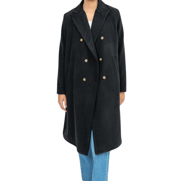 Double Breasted Wool Coat Black