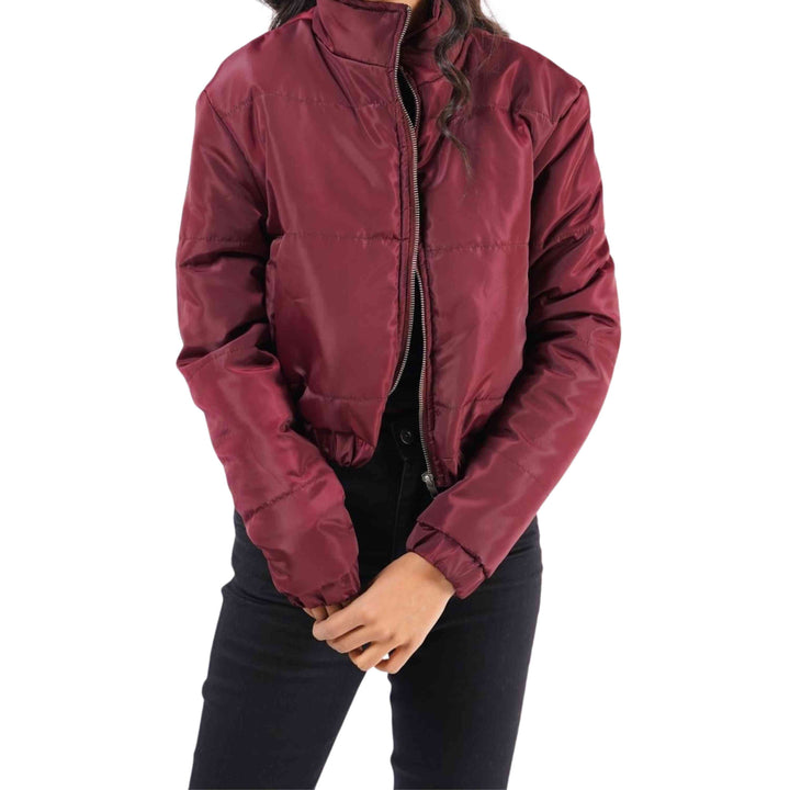 Cropped Puffer Jacket Maroon