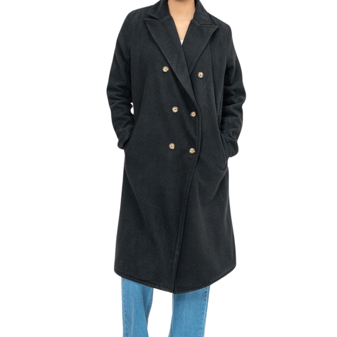 Double Breasted Wool Coat Black