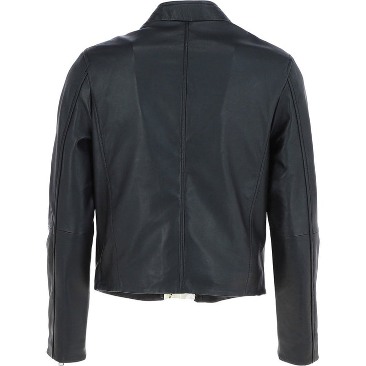 Men's Black Ribbed Leather Jacket