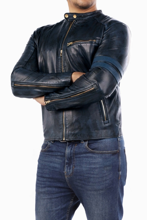 Genuine Lambskin Leather Jacket Blue