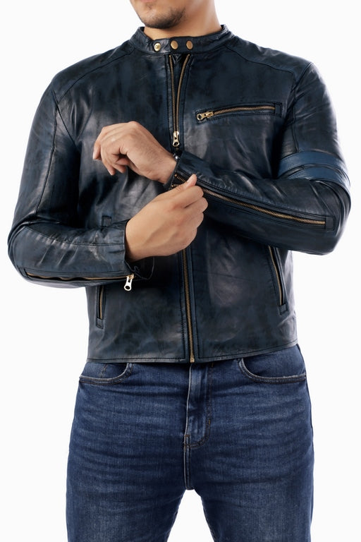 Genuine Lambskin Leather Jacket Blue